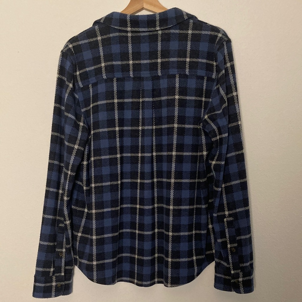FAHERTY The Legend Sweater Shirt Large Navy Blue Winds Plaid Button Down - Picture 8 of 9